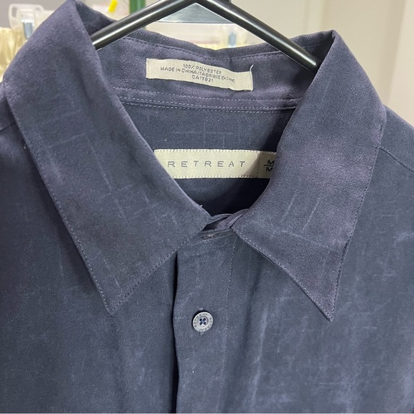 RETREAT Men's Blue Shirt size Medium Button Down Suede Long Sleeve Casual Formal - Picture 7 of 9